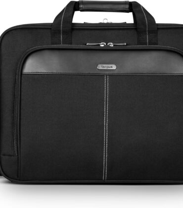 Targus 15-16 Inch Slim Lightweight Laptop Briefcase, Black - Messenger and Shoulder Bag with Padded Compartment and Trolley Strap for 16" Laptops (TCT027US)
