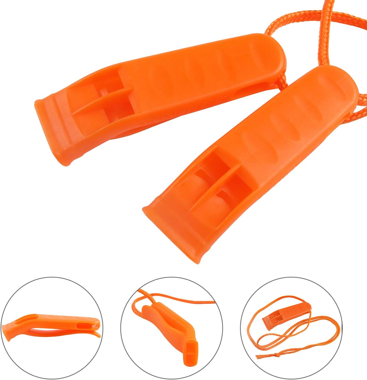 AUGSUN 40 Pcs Emergency Safety Whistle Plastic Whistles Set with Lanyard,Red and Orange - Image 3