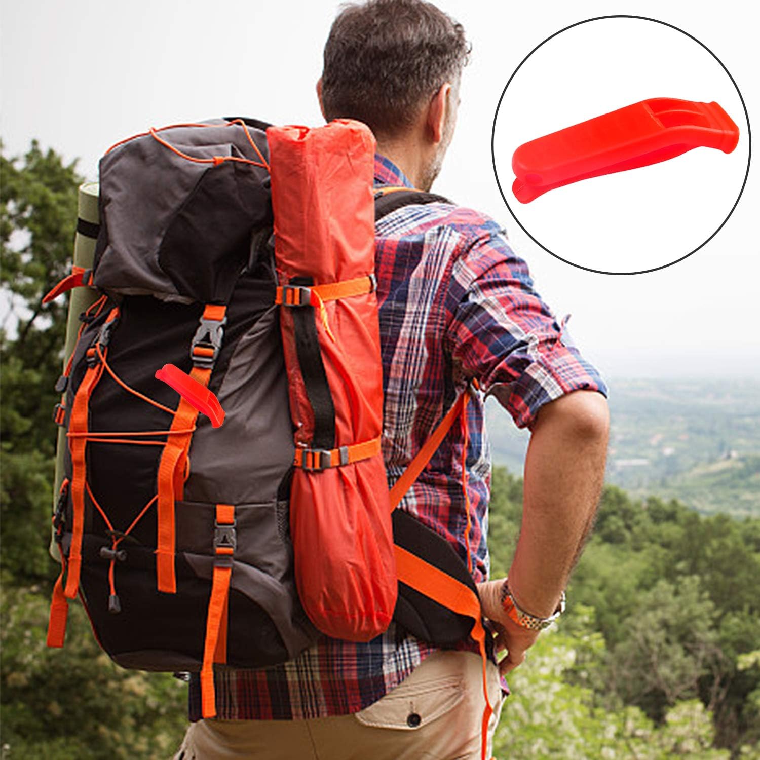 AUGSUN 40 Pcs Emergency Safety Whistle Plastic Whistles Set with Lanyard,Red and Orange - Image 5